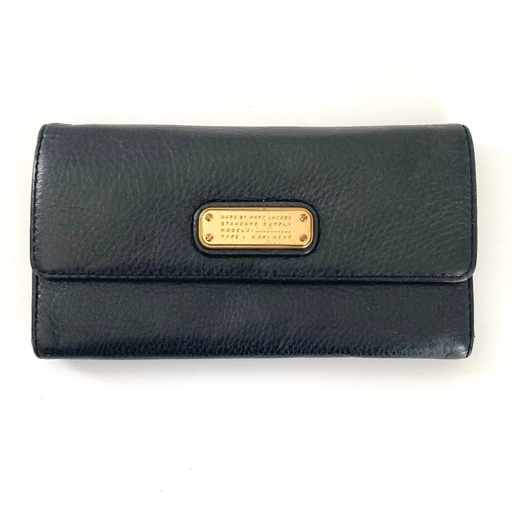 Marc by Marc Jacobs Trifold Workwear Black Pebble Leather Wallet